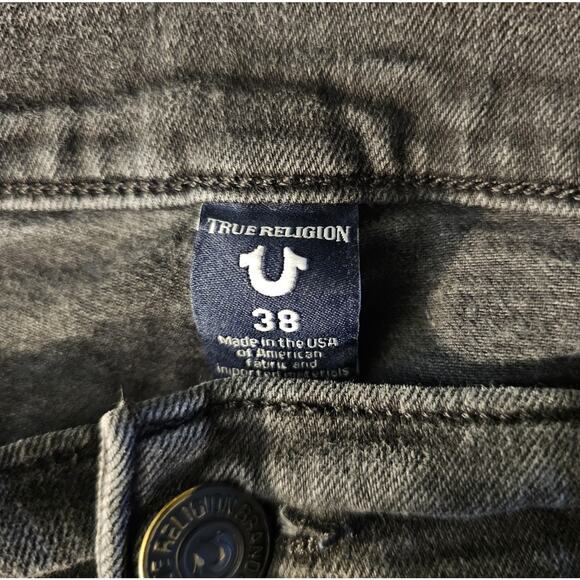 True Religion Jeans Mens 38 Black Fade Ricky Relaxed Straight Pockets Stretch - Picture 3 of 12